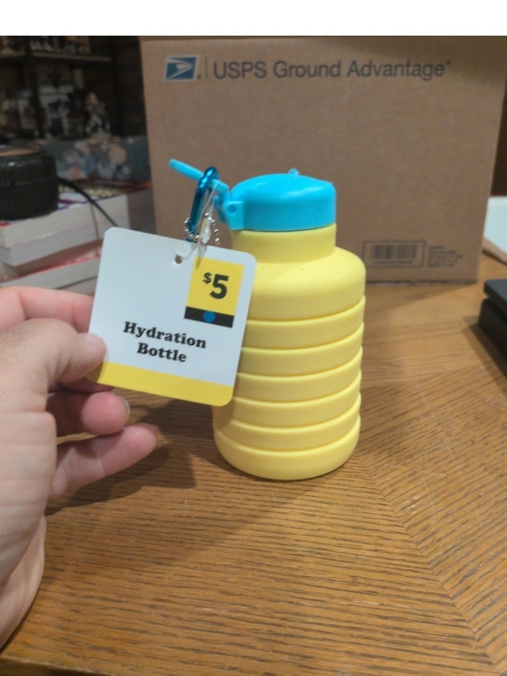 Unbranded Yellow Hydration Bottle with Blue Lid